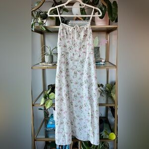 White Floral Midi Slip Dress
